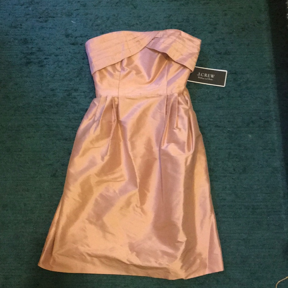 Jcrew pink satin strapless dress